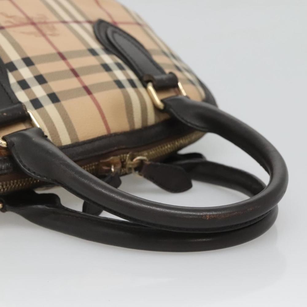 BURBERRY Nova Check Hand Bag PVC Beige Gold Auth 124791 - Picture 7 of 16